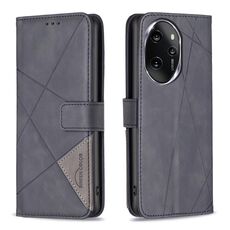 Per Honor 100 Pro Custodia per telefono in pelle con fibbia magnetica con texture romboidale (nera)