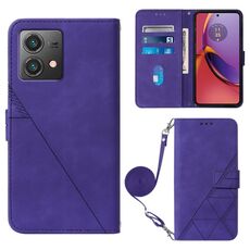 Custodia per telefono in pelle con custodia a tracolla in rilievo 3D per Motorola Moto G84 (viola)