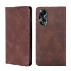 Per OPPO A58 4G Custodia per telefono in pelle magnetica Skin Feel (marrone scuro)