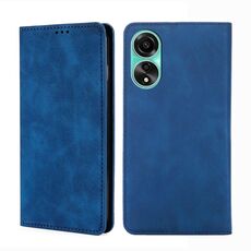 Per OPPO A78 4G Custodia per telefono in pelle magnetica Skin Feel (blu)