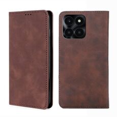 Custodia per telefono in pelle magnetica per Honor X6A 4G Skin Feel (marrone scuro)