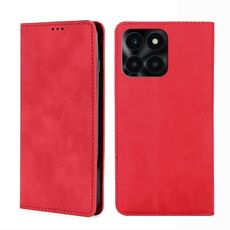 Custodia per telefono in pelle magnetica per Honor X6A 4G Skin Feel (rossa)
