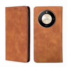 Custodia per telefono in pelle magnetica per Honor X50 5G Skin Feel (marrone chiaro)