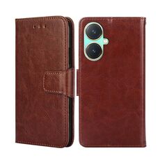 Custodia per telefono in pelle con texture cristallo per vivo Y27 4G (marrone)