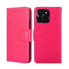 Custodia per telefono in pelle con texture cristallo per Honor X6A 4G (rosa rossa)