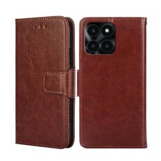 Custodia per telefono in pelle con texture cristallo per Honor X6A 4G (marrone)