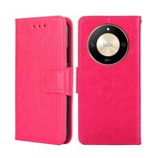 Custodia per telefono in pelle con texture cristallo per Honor X50 5G (rosa rossa)