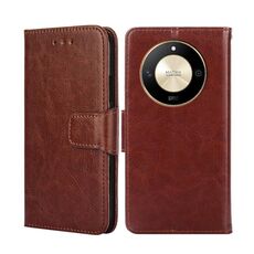Custodia per telefono in pelle con texture cristallo per Honor X50 5G (marrone)