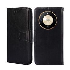 Custodia per telefono in pelle con texture cristallo per Honor X50 5G (nera)
