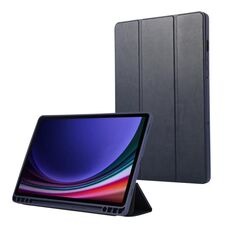 Per Samsung Galaxy Tab S9 Custodia tablet in pelle TPU 3 pieghe in puro colore con slot per penna (blu scuro)