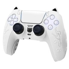 Per Sony PS5 Custodia protettiva in silicone per gamepad a forma di orecchie di gatto (bianca)