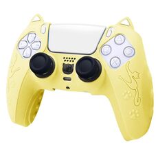 Per Sony PS5 Custodia protettiva in silicone per gamepad a forma di orecchie di gatto (giallo)