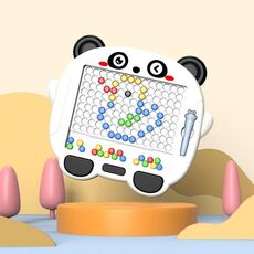 Tavolo da disegno magnetico per bambini con 80 perline, grandi scacchi, giocattoli creativi per bambini (Panda)