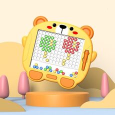 Tavolo da disegno magnetico per bambini con 80 perline, grandi scacchi, giocattoli creativi per bambini (orso)