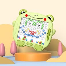 Tavolo da disegno magnetico per bambini con 80 perline, grandi scacchi, giocattoli creativi per bambini (rana)