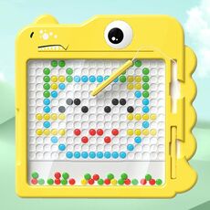 Tavolo da disegno magnetico per bambini, scacchi grandi, giocattoli creativi per bambini, specifiche: 106 perline, dinosauro giallo