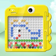 Tavolo da disegno magnetico per bambini, scacchi grandi, giocattoli creativi per bambini, specifiche: 80 perline, dinosauro giallo