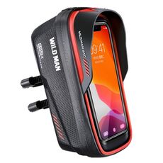 WILD MAN ES12X 1LEVA Borsa da bicicletta con guscio rigido Borsa da ciclismo con touch screen per telefono, Colore: rosso