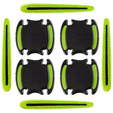 8 pezzi/set adesivo riflettente protettivo per maniglia della portiera dell'auto, specchietto retrovisore di sicurezza, colore: verde fluorescente