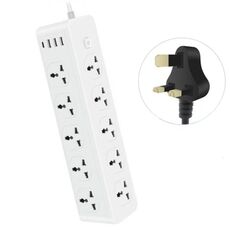 D15 2m 3000W 10 spine + PD + 3 porte USB Presa verticale con interruttore, specifica: spina UK