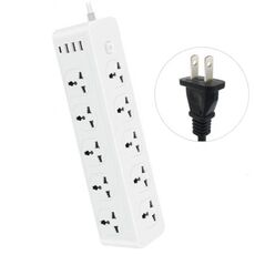 D15 2m 3000W 10 spine + PD + 3 porte USB Presa verticale con interruttore, specifica: spina americana a due pin