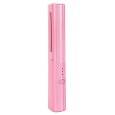 Bigodino per capelli ricaricabile USB portatile 2 in 1, pettine per lisciare i capelli a doppio uso (rosa)