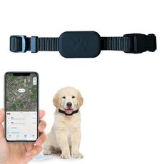 Collare in silicone con copertura protettiva per localizzatore di animali domestici certificato MFI (nero)