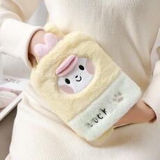 Borsa per acqua calda da 1 litro, scaldamani in peluche a due mani, stile: anatra gialla