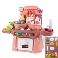 24 in 1 mini cucina per bambini giocattoli per ragazze simulazione casa da gioco cucina set da cucina, modello: con 18 pezzi di hamburger rosa