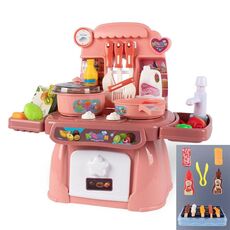 24 in 1 mini cucina per bambini giocattoli per ragazze simulazione play house cooking set da cucina, modello: con 14 pezzi barbecue rosa