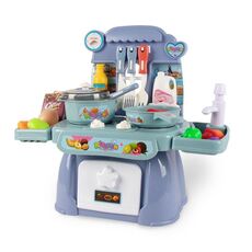 Set da cucina per bambini, mini cucina, 24 in 1, per ragazze, simulazione, casa da gioco, modello: blu