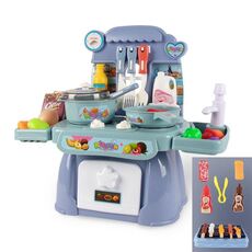 24 in 1 mini cucina per bambini giocattoli per ragazze simulazione play house cooking set da cucina, modello: con 14 pezzi barbecue blu