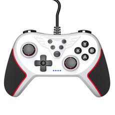 Per Switch/PC Gamepad USB cablato con funzione di vibrazione e burst (bianco)