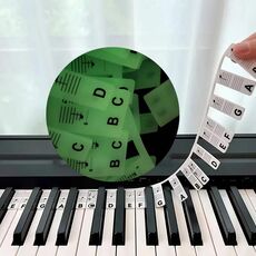 Guida alle note del pianoforte in silicone luminoso. Tastiera del pianoforte rimovibile, specifiche: 81 tasti, testo nero