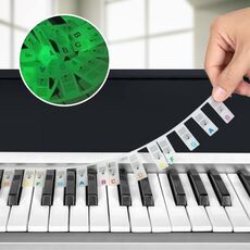 Guida alle note del pianoforte in silicone luminoso. Tastiera del pianoforte rimovibile, specifiche: 81 tasti, testo a colori