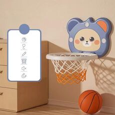 Giocattolo per bambini con palla da basket per bambini, giocattolo da tiro senza fori montato a parete per interni, colore: modello standard blu + 1 palla