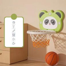 Giocattolo per bambini con palla da basket per bambini, giocattolo da tiro senza fori montato a parete per interni, colore: modello standard verde + 1 palla
