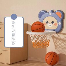 Giocattolo per bambini con palla da basket per bambini, giocattolo da tiro senza fori montato su parete per interni, colore: modello standard blu + 2 palline