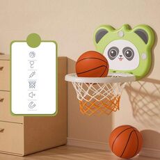 Giocattolo per bambini con palla da basket per bambini, giocattolo da tiro senza fori montato a parete per interni, colore: modello standard verde + 2 palline