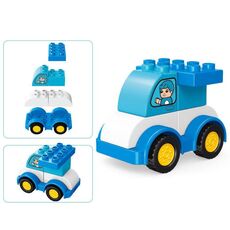 Giocattoli per bambini, assemblaggio educativo per auto di ingegneria di particelle di grandi dimensioni, stile: auto della polizia dei mostri