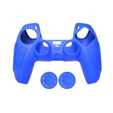 Per PS5 Gamepad Custodia protettiva in silicone Custodia morbida in silicone antiscivolo, Colore: blu + 2 cappelli