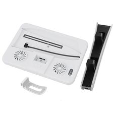 Base di raffreddamento per console PS5 Slim Iplay HBP-539 con caricatore con supporto verticale per luce ambientale RGB (bianco)