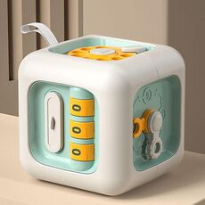 Giocattolo educativo multifunzionale del cubo di apprendimento precoce Montessori dell'esaedro educativo del bambino (verde)