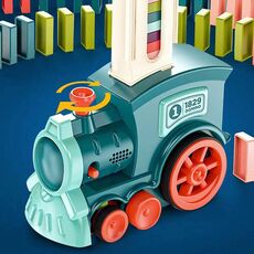 Domino per bambini Trenino elettrico Musica leggera Trenino automatico Gettoni giocattolo(Blu)