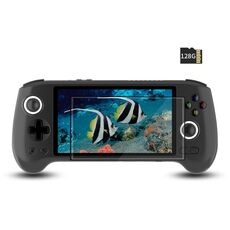 ANBERNIC RG556 Console di gioco portatile Sistema Android 13 Schermo AMOLED da 5,48 pollici Lettore di giochi WIFI Bluetooth 128 GB + 128 GB (Nero)