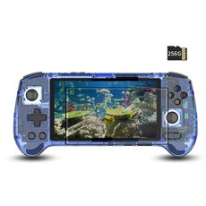 ANBERNIC RG556 Console di gioco portatile Sistema Android 13 Schermo AMOLED da 5,48 pollici Lettore di giochi WIFI Bluetooth 128 GB + 256 GB (Blu trasparente)