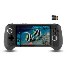 ANBERNIC RG556 Console di gioco portatile Sistema Android 13 Schermo AMOLED da 5,48 pollici Lettore di giochi WIFI Bluetooth 128 GB + 256 GB (Nero)