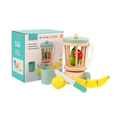 KABI Simulazione per bambini Giocattolo in legno per giochi di finzione Giocattolo interattivo genitore-figlio per l'asilo, Stile: Spremiagrumi per frutta e verdura