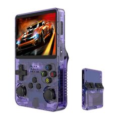 Console di gioco portatile retrò R36S Sistema Linux Schermo IPS da 3,5 pollici Lettore video portatile 128G Viola Trasparente