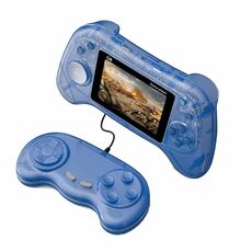 Console di gioco portatile Q8 Schermo da 3,0 pollici Supporto per connessione TV Integrato 800 giochi Doppio blu trasparente